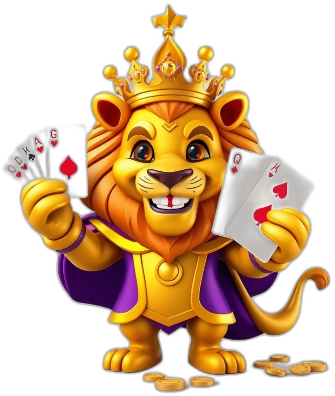 Teen Patti Stars lion-king mascot presenting the brand story and mission