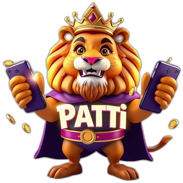 Teen Patti Stars lion-king mascot presenting the app install guide for every device