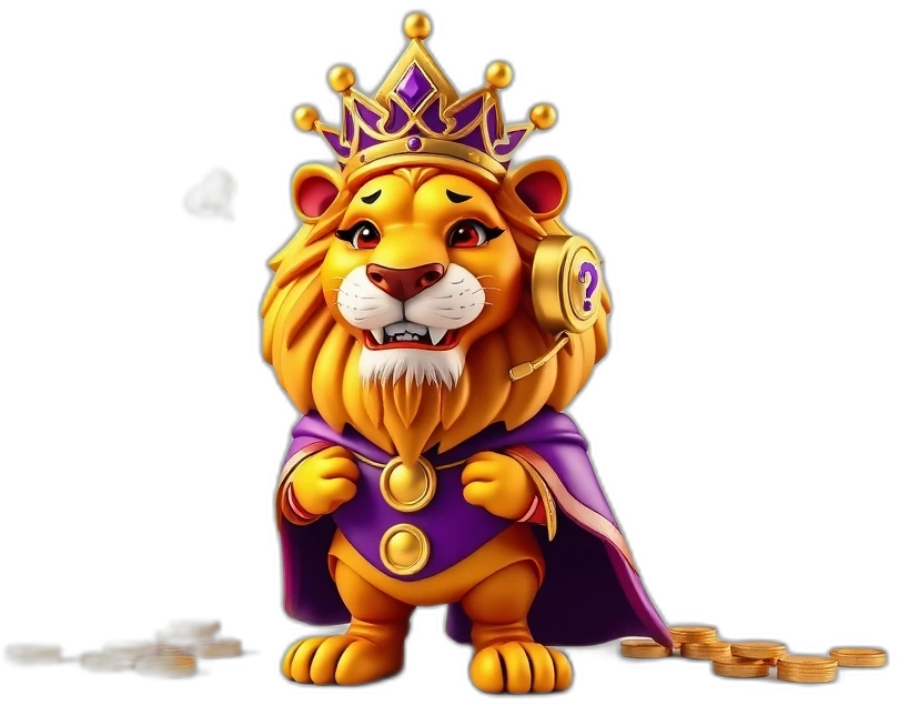 Teen Patti Stars lion-king mascot presenting customer care and contact support
