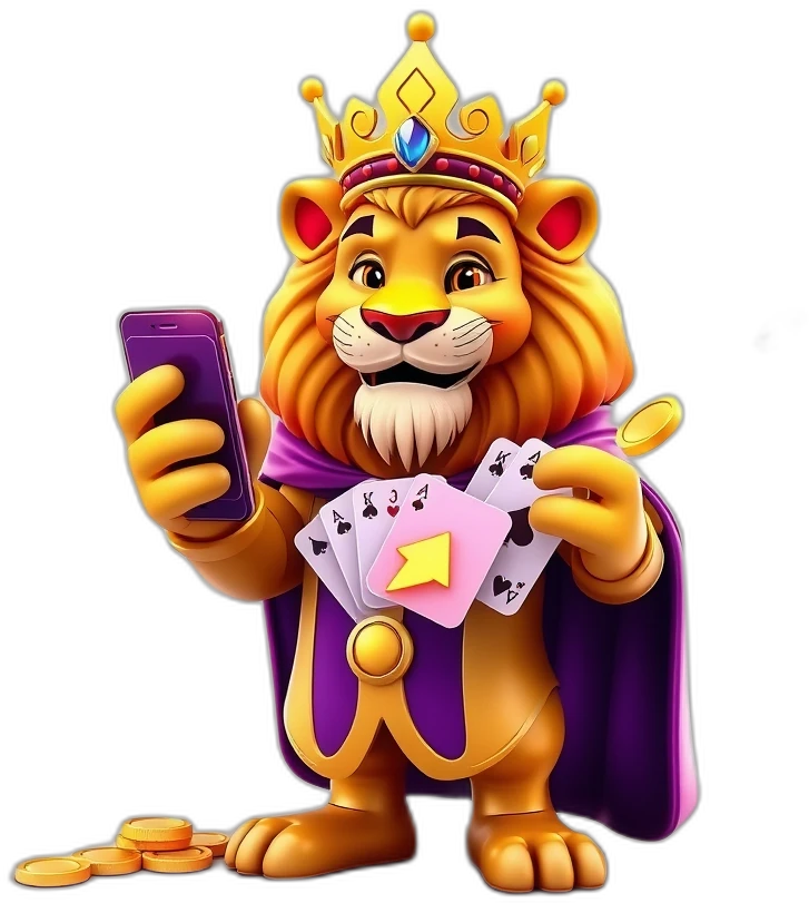 Teen Patti Stars lion-king mascot presenting the download options across devices