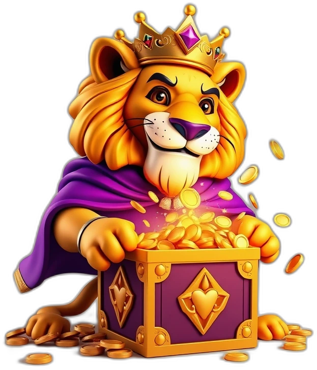 Teen Patti Stars mascot opening a golden treasure chest of coins and cashback cards