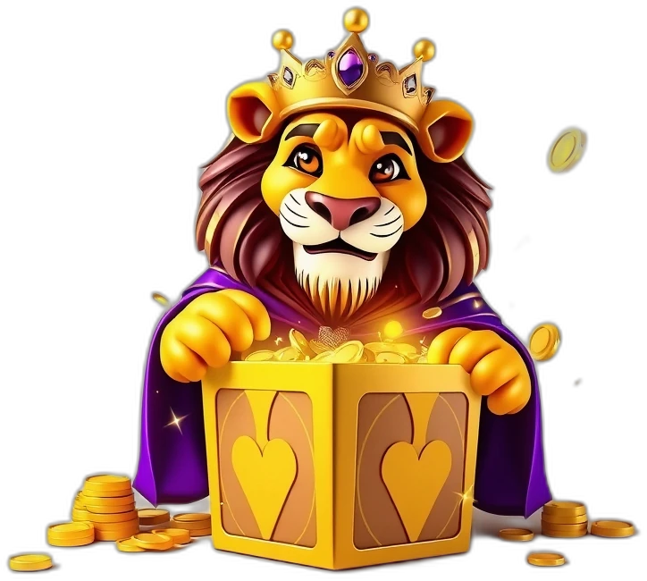 Teen Patti Stars lion-king mascot presenting the rewards and bonuses hub